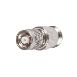 Adaptador en Línea, de Conector TNC Macho Inverso a N Hembra, Niquel/ Oro/ Teflón.