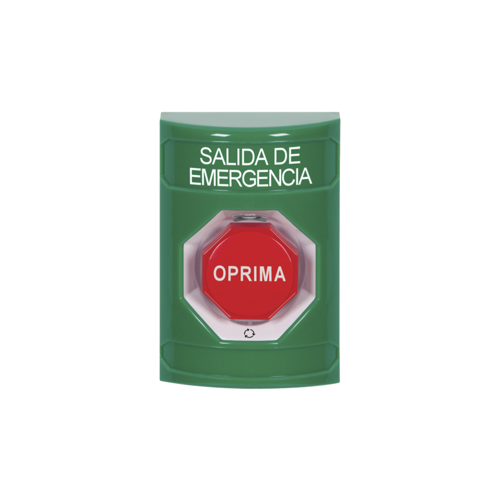 Botón de Salida de Emergencia en Español, Acción Mantenida, Girar para Restablecer y LED Multicolor