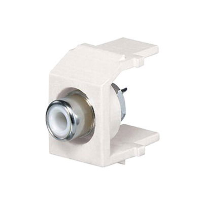 Conector RCA Tipo Keystone, con RCA para Soldar Color Blanco y Módulo Marfil Conector RCA Tipo Keystone, con RCA para Soldar Color Blanco y Módulo Marfil