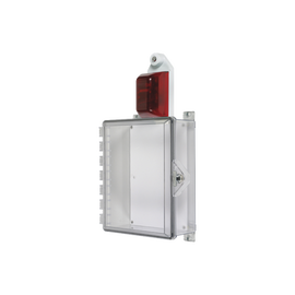 Gabinete Pequeño de Policarbonato Transparente Súper Resistente con Sirena/Estrobo y Cerradura Manual