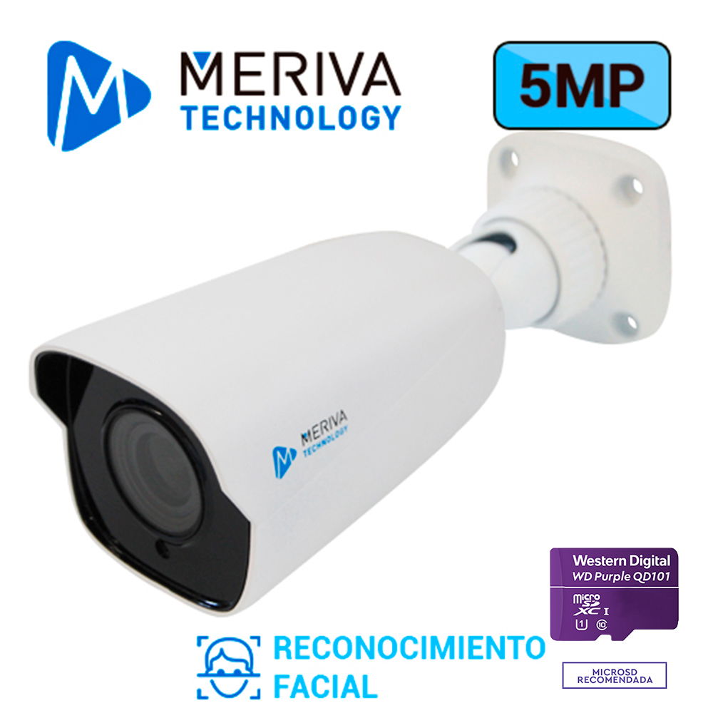 CAMARA IP BULLET MERIVA TECHNOLOGY MOB-E500V / 5MP / H.265 / 3.3-12MM / 50M IR / SLOT MICRO SD / SALIDA BNC / CAMARA HIBRIDA / ENTRADA AUDIO / FACE-RECOGNITION / MIA INTEGRADO / IP67 / METALICA / POE / 12VDC CAMARA IP BULLET MERIVA TECHNOLOGY MOB-E500V / 5MP / H.265 / 3.3-12MM / 50M IR / SLOT MICRO SD / SALIDA BNC / CAMARA HIBRIDA / ENTRADA AUDIO / FACE-RECOGNITION / MIA INTEGRADO / IP67 / METALICA / POE / 12VDC