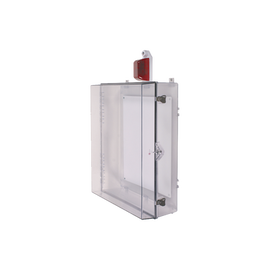 Gabinete Grande de Policarbonato Transparente Súper Resistente con Sirena/Estrobo y Cerradura con Llave