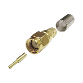 Conector SMA Macho Inverso de Anillo Plegable para Cables RG-8/X, LMR-240, 9258, Oro/ Oro/ Teflón.​