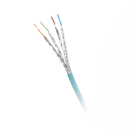 Bobina de Cable Blindado S/FTP, Cat6A, Uso Industrial, Multifilar (Flexible), Color Azul Cerceta, Bobina de 500m