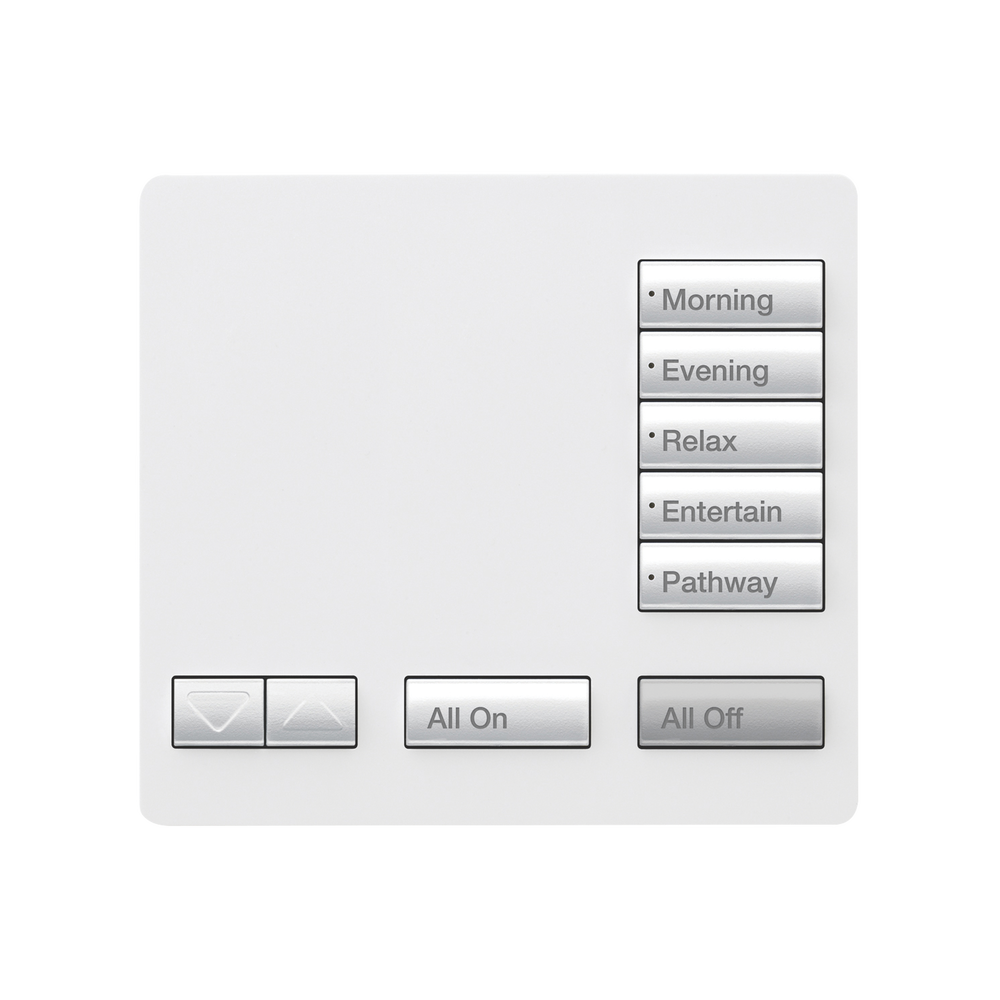 Teclado seetouch, sobre mesa 5 botones,  Botonera Retroiluminada / programe escenas diferentes en cada botón.