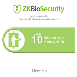 Licencia para Zkbiosecurity para modulo de elevadores para mas de 10 elevadores en modo ONLINE (Se cotiza en base al proyecto)