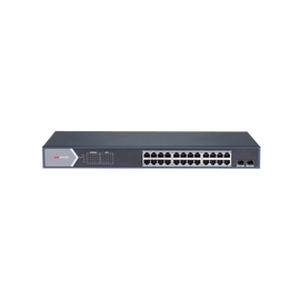 Smart Switch PoE+ Administrable / 24 puertos 10/100/1000 Mbps PoE+ (hasta 300 m) + 2 Puertos SFP Uplink / 370 W / Hik-ProConnect y Hik-Central