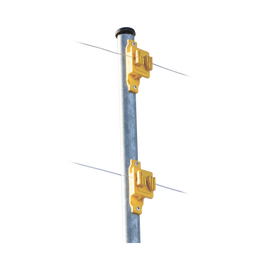 Aislador de Paso color Amarillo reforzado para cercos eléctricos, resistente al clima extremoso