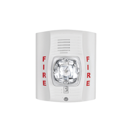 White two-wire horn strobe with selectable strobe settings