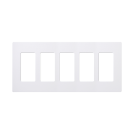 Placa de pared 5 espacios, para atenuador (dimmer), switch ó control remoto PICO inalámbrico