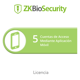 Licencia para ZKBiosecurity para 5 cuentas de acceso mediante aplicación móvil