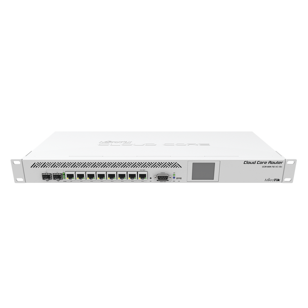 (CCR1009-7G-1C-1S+) Cloud Core Router, CPU 9 Núcleos,7 Puertos Gigabit, 1 Combo TP/SFP, 1 puerto SFP+, 2 GB Memoria