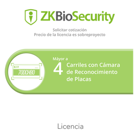 Licencia de PROYECTOS para ZKBiosecurity para modulo de estacionamiento con cámara de reconocimiento de placas