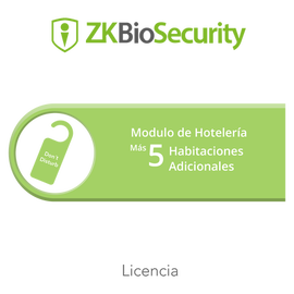 Licencia para ZKBiosecurity para modulo de hoteleria para 5 habitaciones adicionales