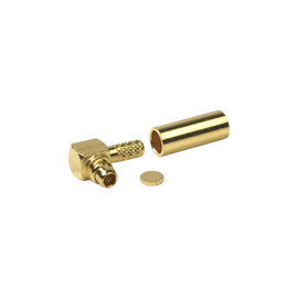 Conector MMCX Macho Inverso en Ángulo Recto para RG-174/U, Grupo B, Oro/ Oro/ Teflón. Conector MMCX Macho Inverso en Ángulo Recto para RG-174/U, Grupo B, Oro/ Oro/ Teflón.