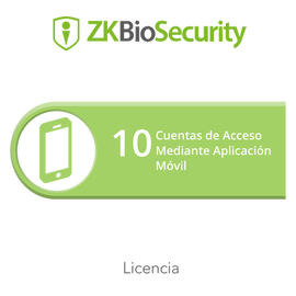 Licencia para ZKBiosecurity para 10 cuentas de acceso mediante aplicación móvil