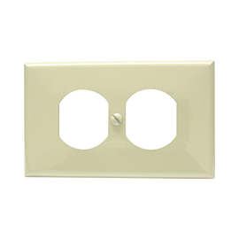 Placa de plástico para contacto dúplex color marfil.