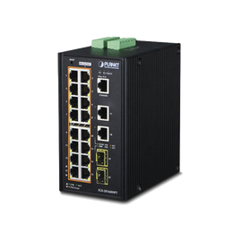 Switch Industrial Administrable 16 puertos 10/100/1000 T 802.3at PoE + 2 Puertos 10/100/1000 T + 2 puertos 100/1000 X SFP