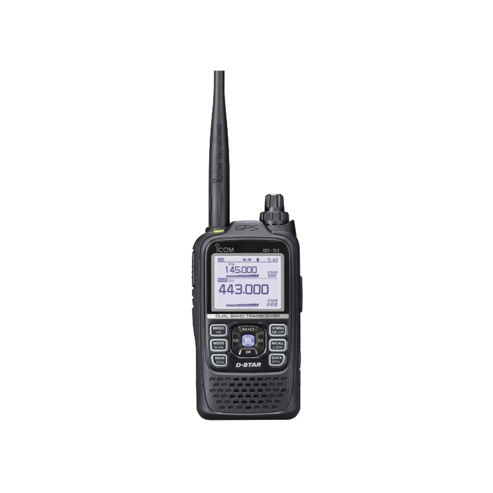 VHF UHF Dual Band Transceiver with 5W output power, 1304 channels of operation, IPX7 waterproof protection. Antenna, battery, clip belt, prog, software and data cable included.