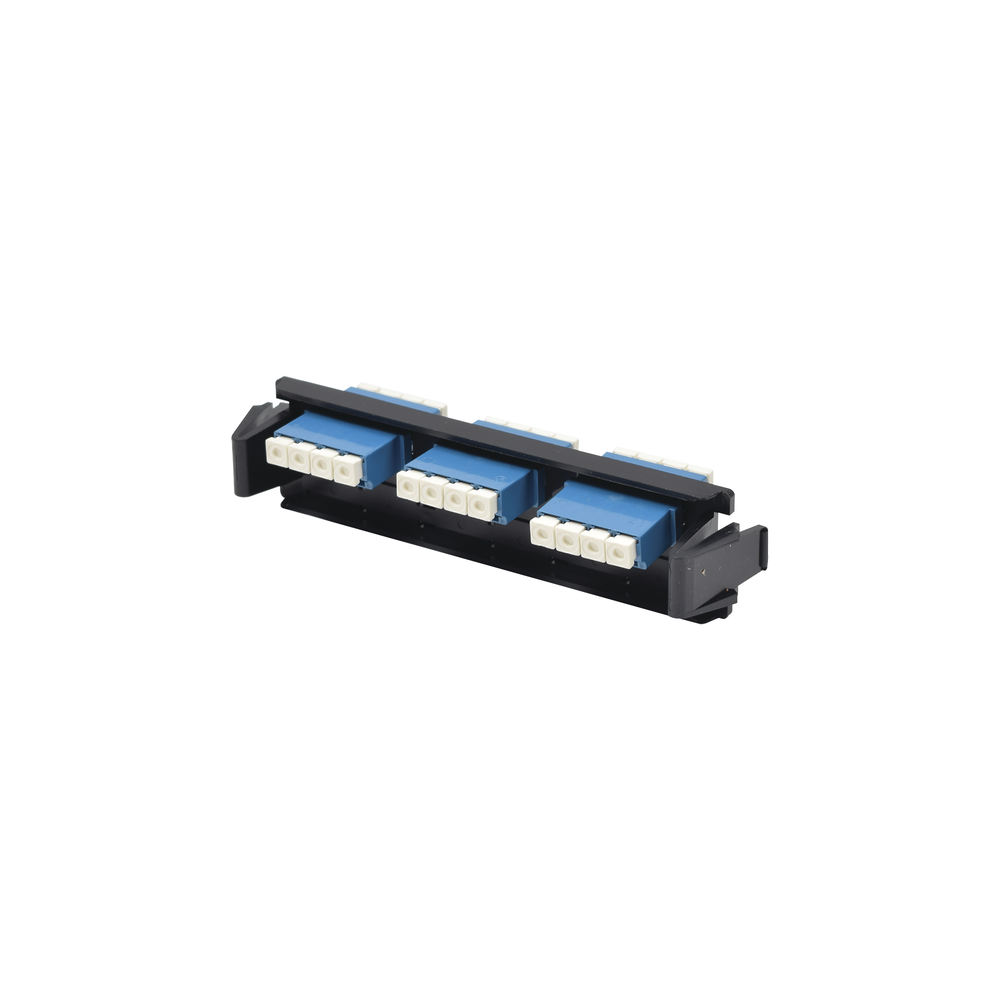 Placa acopladora de Fibra Óptica Quick-Pack, Con 6 Conectores LC/UPC Duplex (12 Fibras), Para Fibra Monomodo, Azul Placa acopladora de Fibra Óptica Quick-Pack, Con 6 Conectores LC/UPC Duplex (12 Fibras), Para Fibra Monomodo, Azul