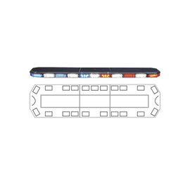 Barra de luces serie 21 con 216 poderosos LEDs última generación, color Rojo, Azul, Ámbar y Blanco
