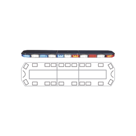 Barra de luces Serie 21 Ultra Brillante con 74 poderosos LEDs última generación, color Rojo/Azul/ambar