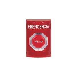 Botón de Emergencia en Español,  Color Rojo, Acción Mantenida, Girar para Restablecer y LED Multicolor