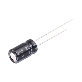 Capacitor Electrolítico de Aluminio, 220 µFd, 16 Vcd,  6.3 x 11 mm, 105 °C.