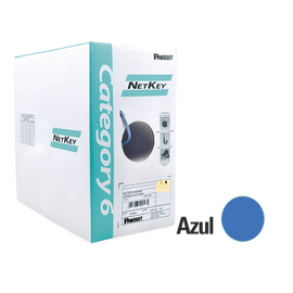 Bobina de Cable UTP 305 m. de Cobre, NetKey, Azul, Categoría 6 (24 AWG), 1000Mbps, PVC (CM), de 4 pares