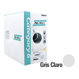 Bobina de Cable UTP 305 m. de Cobre, NetKey, Gris Claro, Categoría 6 (24 AWG), 1000Mbps, PVC (CM), de 4 pares