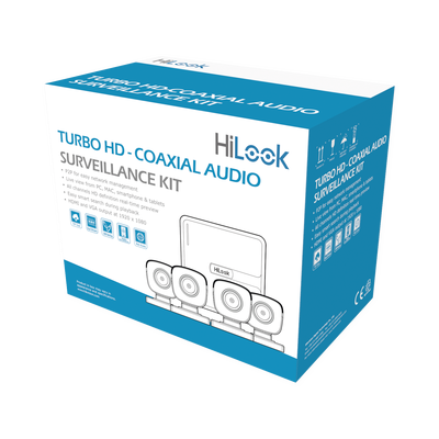 (MICRÓFONO INTEGRADO) Kit TurboHD 1080p Lite / DVR 4 canales / Audio por Coaxitron / 4 Cámaras Bala de Policarbonato con Micrófono Integrado