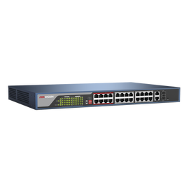 Hikvision DS-3E1326P-E - Conmutador - Gestionado - 24 x 10/100 (PoE) + 2 x Gigabit SFP combinado - sobremesa - PoE (370 W)