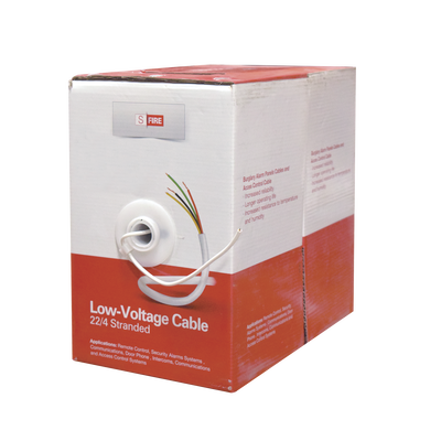 Cable 100% Cobre INDUSTRIAL, 4 conductores calibre 22 de color blanco, bobina de 305m, para aplicaciones en sistemas de Intrusión, Control de Acceso y TV Porteros