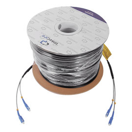 Carrete de fibra óptica monomodo con conectores SC-SC Duplex, reforzada con Kevlar, de 300 metros