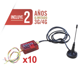 KIt de 10 Comunicadores de Alarma MINI014GV2 con Antena 3G and 4G / Incluyen 2 Años de Cobertura 3G/4G / Aplicación Gratuita / Cero Configuración / Compatible Honeywell/DSC/CROW/PIMA