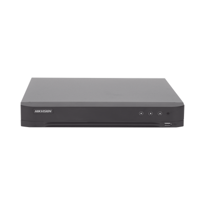 DVR 8 Megapixel / 4 Canales TURBOHD + 4 Canales IP / 1 Bahía de Disco Duro / 4 Canales de Audio / Audio por coaxitron / 4 Entradas de alarma / Vídeoanálisis