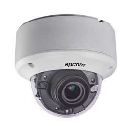 Domo TURBOHD 1080p / METÁLICA / Lente Mot. 2.8 a 12 mm / IR EXIR Inteligente 40 mts / WDR 120 dB / Antivandalica IK10 / Exterior IP66 / 12 VCD