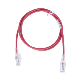Patch Cord MC6 Modular Cat6 UTP, CM/LS0H, 3ft, Color Rojo, Diámetro Reducido (28AWG), Versión Bulk (Sin empaque individual)