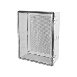 Gabinetes NEMA, cuerpo gris, cubierta transparente (250 x 350 x 150 mm), para interior y exterior