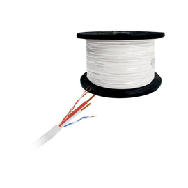 Carrete de ( 1640.42 ft ), 500 m, 2 pares Cat5e, + 1 par calibre 16 para alimentación, de color blanco, para aplicaciones de domos PTZ a distancias largas , Uso interior.