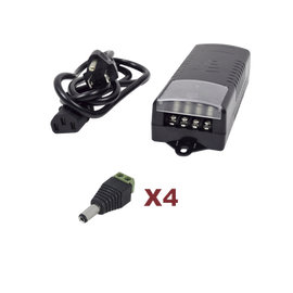 Kit con fuente EPCOM con salida de 12 Vcd a 5 Amper con 4 salidas / Incluye conectores JR52