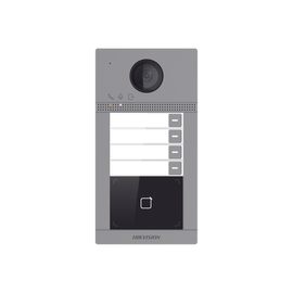 Videoportero IP WIFI (IP65 + IK08) con Llamada y apertura desde APP Hik-Connect / Soporta 4 Departamentos / PoE Estandar / Interfaz WEB para configuración / 2 puertas