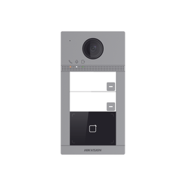 Videoportero IP WIFI  (IP65 + IK08) con Llamada y apertura desde APP Hik-Connect / Soporta 2 Departamentos / PoE Estandar  / Interfaz WEB para configuración / 2 puertas