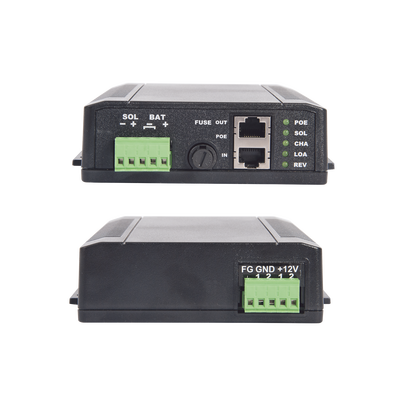 Controlador Solar POE, Entrada 24 Vcd Hasta dos Paneles Solares de 125 Watts (en Serie), Salida PoE Pasivo en 24 Vcd Hasta 20 Watts Máximo.