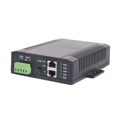 Controlador Solar POE, Entrada 12 Vcd Hasta un Panel Solar de 125 Watts, Salida PoE Pasivo en 12 Vcd Hasta 10 Watts Máximo.