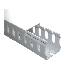 Canaleta ranurada con tapa blanca, de PVC auto extinguible, 40 x 40 x tramo 2m.