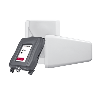 Kit repetidor Doble Banda para cobertura celular, especial para 3G (H+) y 2G (E), cubre áreas de hasta 800m²;. 70 dB de ganancia máxima. Bandas de frecuencia de 850MHz (Banda 5 o GSM850) y 1900MHz (Banda 2 o PCS1900).