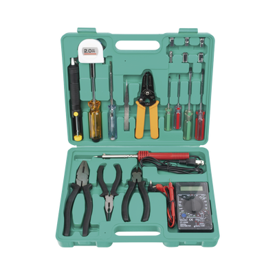 Juego de 14 piezas para electricista con estuche de plástico.