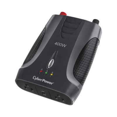 Inversor Portátil de 400 Watts, 12 Vcd de Entrada y 120 Vac de Salida, Con 2 Contactos NEMA 5-15R y 1 puerto USB de Carga