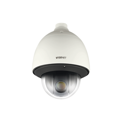 Domo IP PTZ, 1.3 MP, 43X Zoom, WDR Avanzado, Auto Seguimiento real PTZ, Acepta memorias SD/SDHC, PoE 802.3at. IP66/IK10 Para Exterior, WiseNET III
